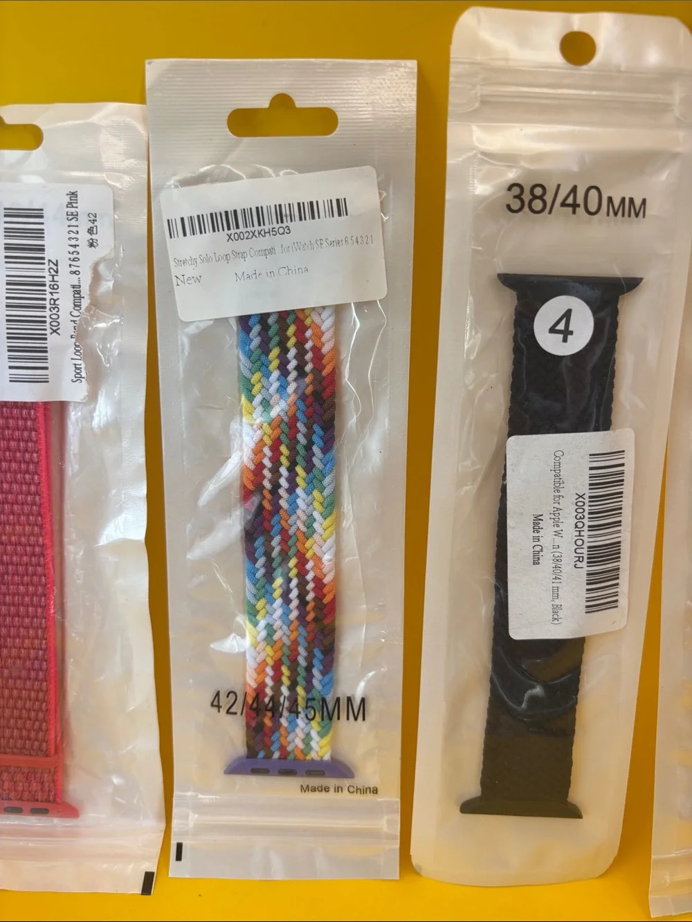 Assorted Replacement Apple Watch Bands - Pink, Multi, Black Set of 5